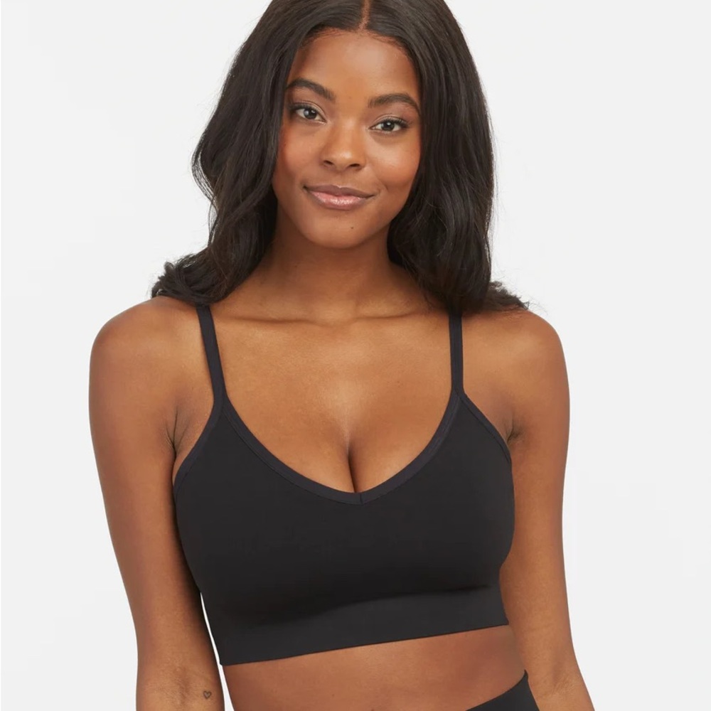 Spanx EcoCare Seamless Shaping Longline Bralette in Very Black